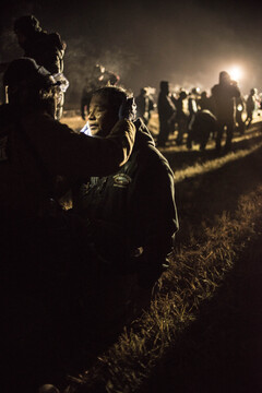 David Yellow Eyes, a member of the Cheyenne tribe in Montana, gets his eyes treated after being maced at the front line.