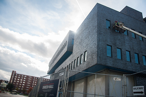 Dineen Hall, the College of Law’s new building, is under construction, with the exterior brick facade finished and the window installations near 70 percent complete. The building will use digitally recorded classrooms and use environmentally friendly energy efficient systems.