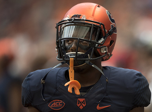 Syracuse cornerback Cordell Hudson walks off the field against No. 8 LSU. 