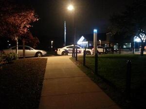 Several DPS cars were parked outside of the Goldstein Student Center on South Campus late Friday night after there was an attempted strong arm robbery at the South Campus Express inside.