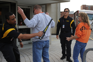 People will now be searched with a metal detection wand at events in venues such as Schine Student Center and SkyBarn.