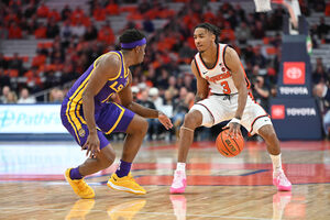 Syracuse recorded a blistering 52.4% clip from behind the arc last time out against LSU but will face a Virginia team Saturday which traditionally excels on defense. 