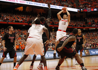 Brandon Triche launches a jumper in an overeager performance against the Cardinals. He shot 2-of-11 from the field and 0-of-3 from the arc.