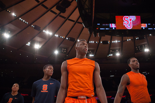 Syracuse warms up moments before the team's match up against St. John's.