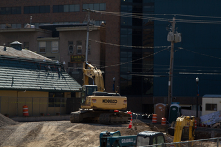 Work continues at the South Crouse Avenue construction site, where a multilevel student housing project is being built. Photo taken Aug. 8, 2017