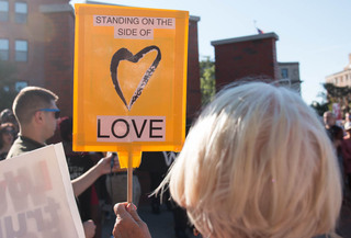 The Black Lives Matter rally met outside of the Jerry Rescue statue in Clinton Square in downtown Syracuse.